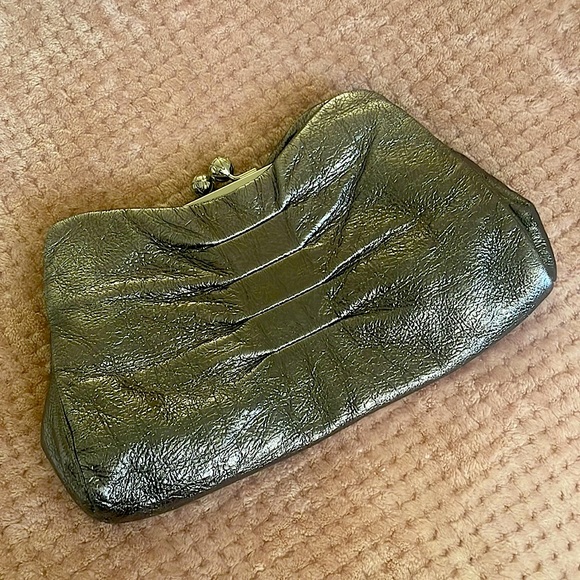 NEW | Elizabetta Franchi Ruched Silver Gunmetal Clutch Shoulder Bag Ball Clasp - Picture 3 of 5